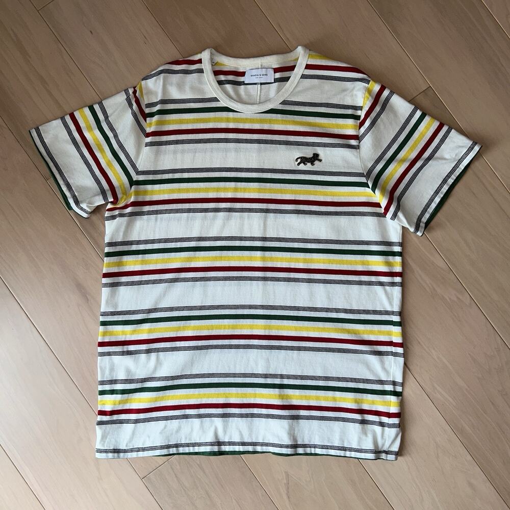 Ovadia & Sons New York Striped Tee Ivory T-Shirt Short Sleeve Men’s XL